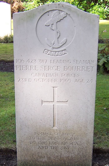 Headstone of Pierre Serge Bourret.