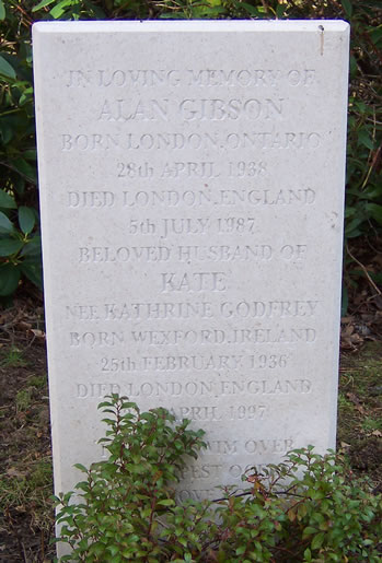 Headstone of Alan Gibson.