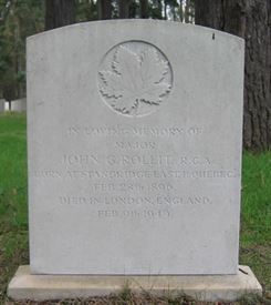 Headstone of John G. Rollit, RCA.