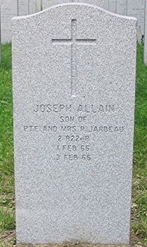 Headstone of Joseph Allain Jarbeau.