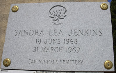 Headstone of Sandra Lea Jenkins.
