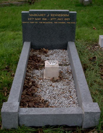 Headstone of Margaret J. Rennebohm.