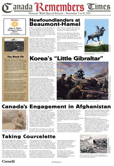 2011 - Canada Remembers Times